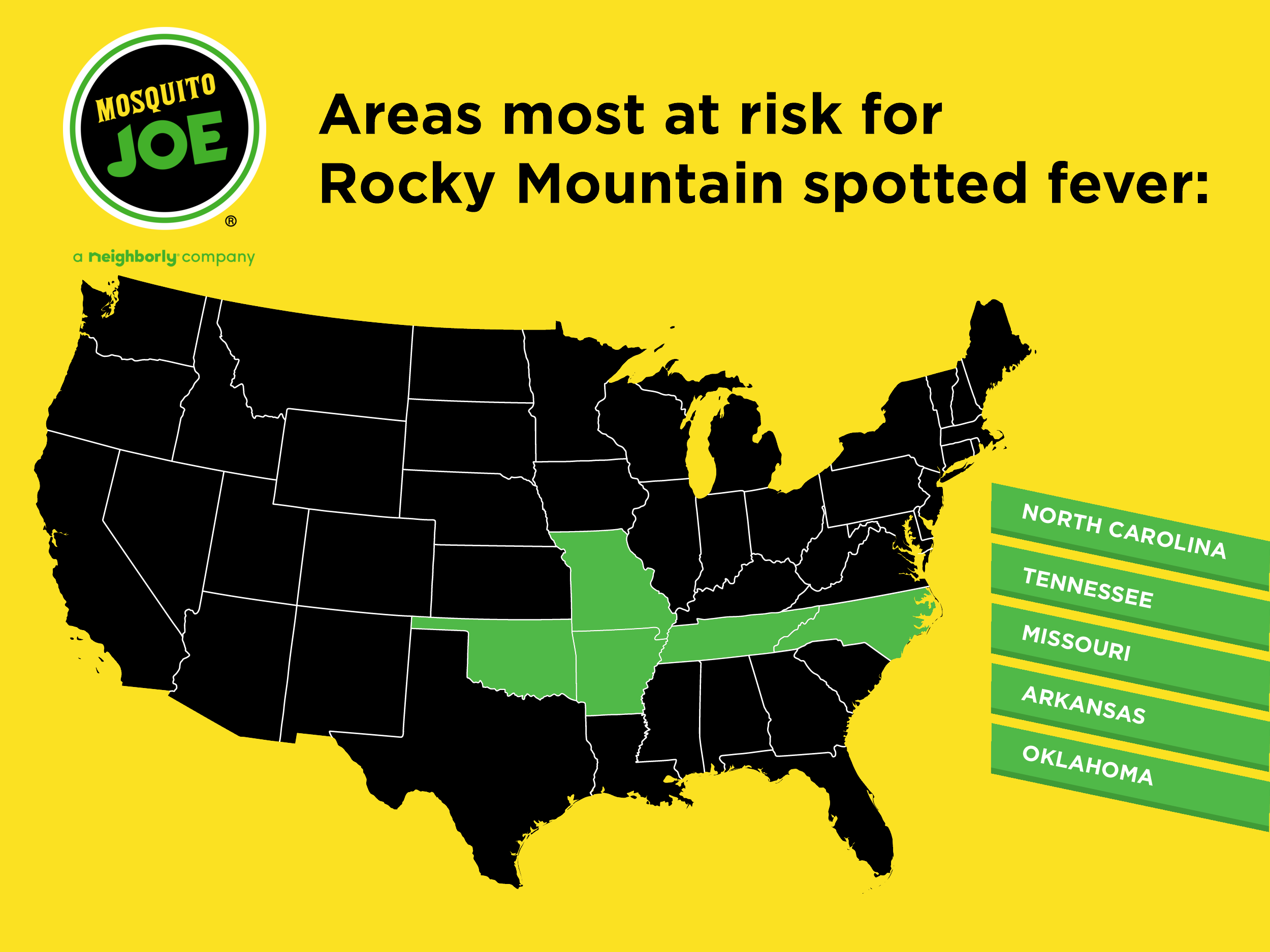 Areas most at risk for Rocky Mountain spotted fever